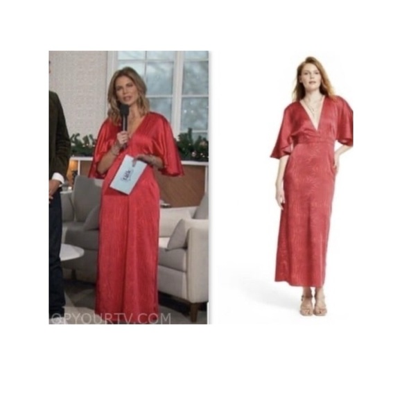 FE NOEL x Target Red Bat Sleeve V Neck Midi Dress Size 14 NWT Natalie Morales - Picture 6 of 13